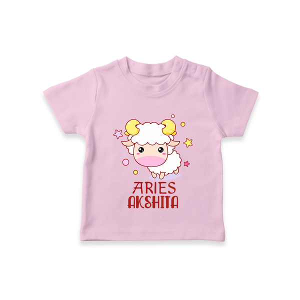 Aries Baby T-Shirt | Custom T-Shirt for Aries Babies - BABY PINK - 0-5 Months Old (Chest 17")