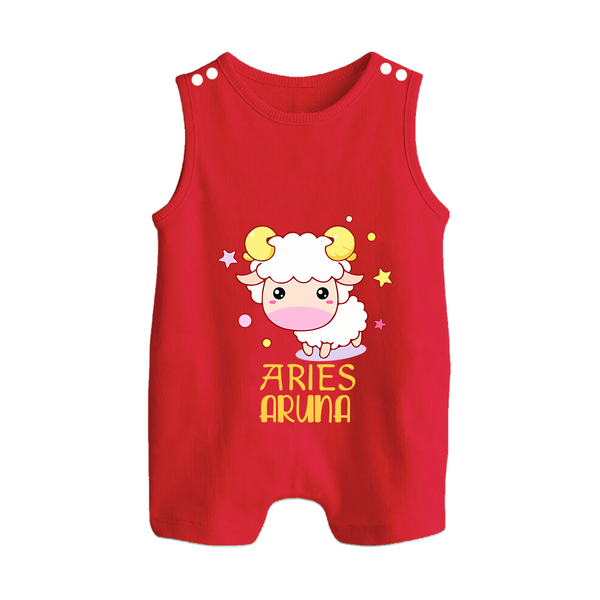 Aries Baby Romper Suit / Sleeveless Romper | Custom Romper Suit / Sleeveless Romper for Aries Babies - RED - 0 - 5 Months Old (Chest 18")
