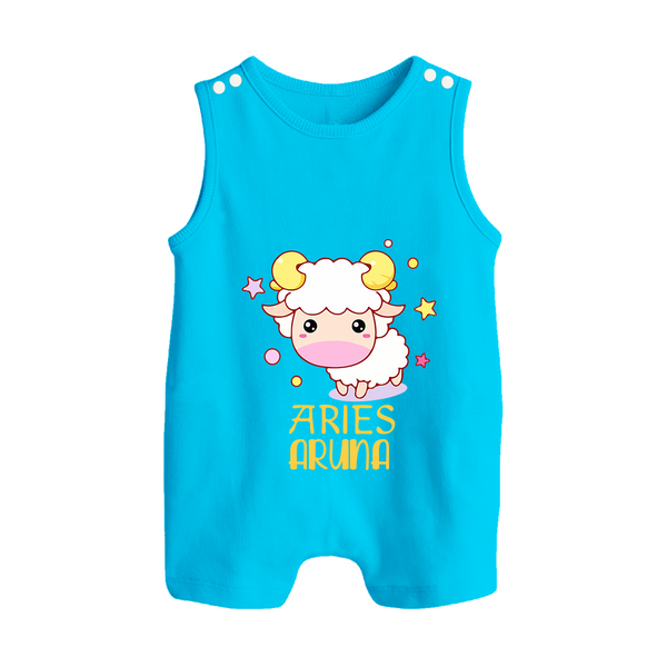 Aries Baby Romper Suit / Sleeveless Romper | Custom Romper Suit / Sleeveless Romper for Aries Babies - SKY BLUE - 0 - 5 Months Old (Chest 18")