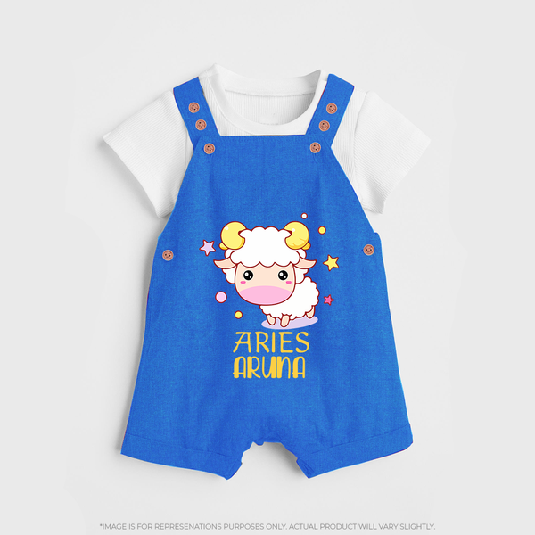 Aries Baby Dungaree Set | Custom Dungaree Set for Aries Babies - COBALT BLUE - 0 - 5 Months Old (Chest 18")