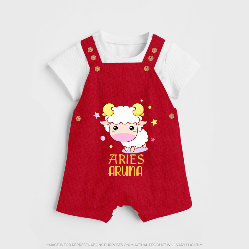 Aries Baby Dungaree Set | Custom Dungaree Set for Aries Babies - RED - 0 - 5 Months Old (Chest 18")