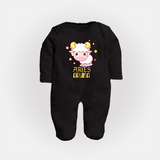 Aries Baby Sleepsuit / Full Sleeve Bodysuit | Custom Sleepsuit / Full Sleeve Bodysuit for Aries Babies - BLACK - New Born (Chest 7.5")