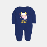 Aries Baby Sleepsuit / Full Sleeve Bodysuit | Custom Sleepsuit / Full Sleeve Bodysuit for Aries Babies - NAVY BLUE - New Born (Chest 7.5")