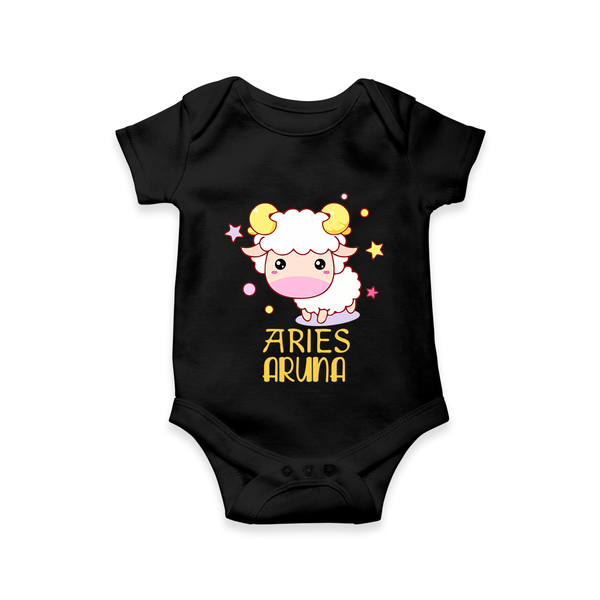 Aries Baby Romper / Onesie | Custom Romper / Onesie for Aries Babies - BLACK - New Born (Chest 14")