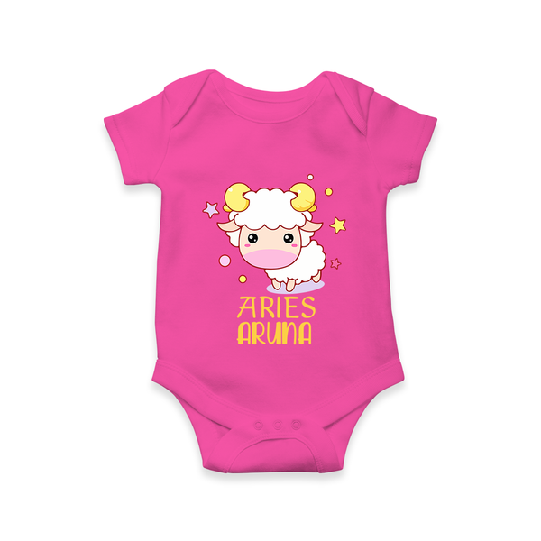 Aries Baby Romper / Onesie | Custom Romper / Onesie for Aries Babies - HOT PINK - New Born (Chest 14")