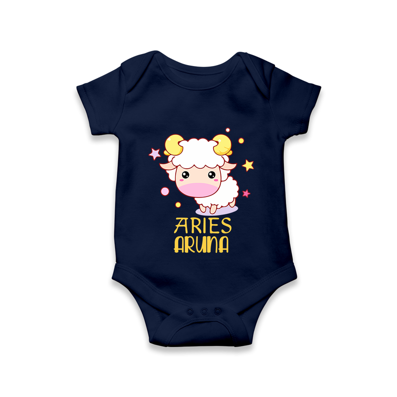 Aries Baby Romper / Onesie | Custom Romper / Onesie for Aries Babies - NAVY BLUE - New Born (Chest 14")