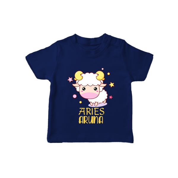 Aries Baby T-Shirt | Custom T-Shirt for Aries Babies - NAVY BLUE - 0-5 Months Old (Chest 17")