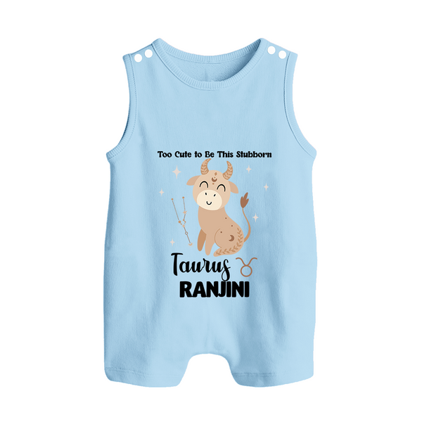 Too Cute To Be This Stubborn Taurus Romper Suit / Sleeveless Romper | Personalized Taurus Romper Suit / Sleeveless Romper for Your Little Stubborn Star - BABY BLUE - 0 - 5 Months Old (Chest 18")