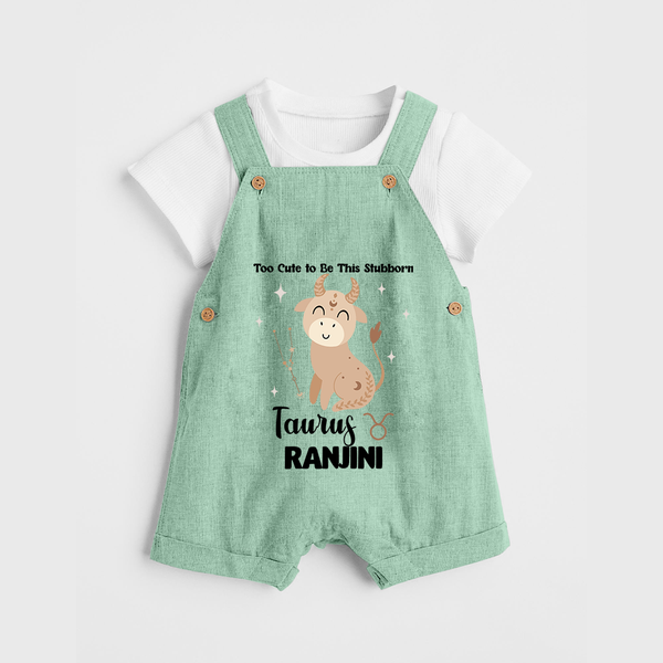 Too Cute To Be This Stubborn Taurus Dungaree Set | Personalized Taurus Dungaree Set for Your Little Stubborn Star - MINT GREEN - 0 - 5 Months Old (Chest 18")