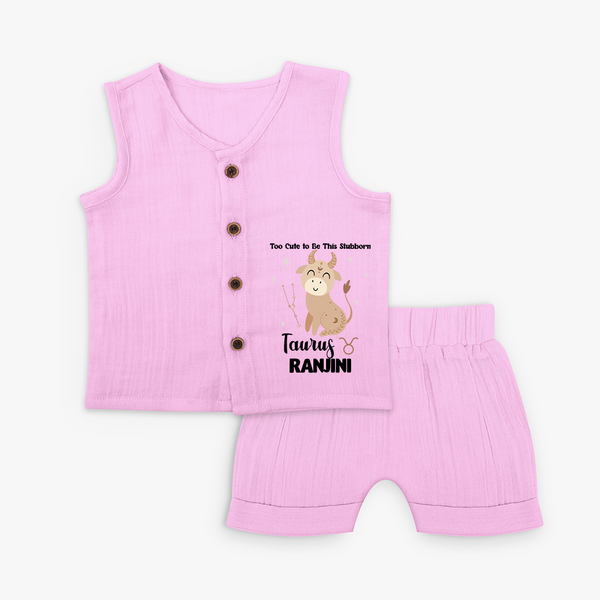Too Cute To Be This Stubborn Taurus Jabla Set | Personalized Taurus Jabla Set for Your Little Stubborn Star - BABY PINK - 0 - 3 Months Old (Chest 9.8")