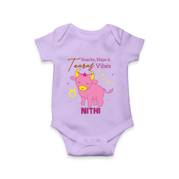 Snacks, Naps and Taurus Vibes Romper / Onesie | Custom Taurus Romper / Onesie for Your Cozy Baby - LILAC - New Born (Chest 14")