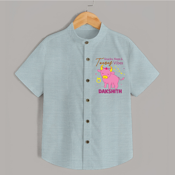 Snacks, Naps and Taurus Vibes Shirt | Custom Taurus Shirt for Your Cozy Baby - ARCTIC BLUE - 0 - 6 Months Old (Chest 23")