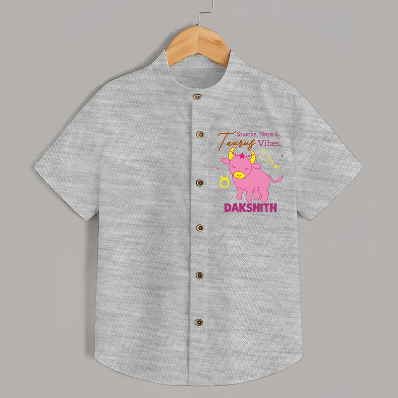 Snacks, Naps and Taurus Vibes Shirt | Custom Taurus Shirt for Your Cozy Baby - GREY - 0 - 6 Months Old (Chest 23")