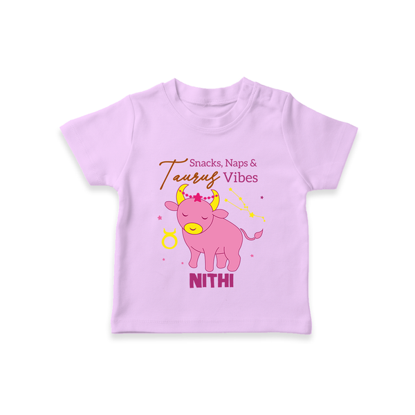 Snacks, Naps and Taurus Vibes T-Shirt | Custom Taurus T-Shirt for Your Cozy Baby - LILAC - 0-5 Months Old (Chest 17")