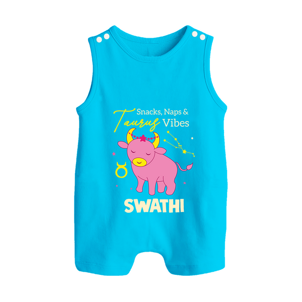 Snacks, Naps and Taurus Vibes Romper Suit / Sleeveless Romper | Custom Taurus Romper Suit / Sleeveless Romper for Your Cozy Baby - SKY BLUE - 0 - 5 Months Old (Chest 18")