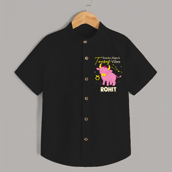 Snacks, Naps and Taurus Vibes Shirt | Custom Taurus Shirt for Your Cozy Baby - BLACK - 0 - 6 Months Old (Chest 23")