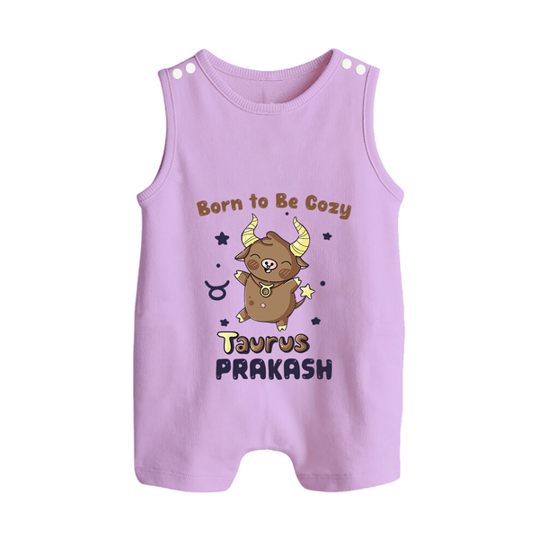Born To Be Cozy Taurus Romper Suit / Sleeveless Romper | Personalized Romper Suit / Sleeveless Romper for Your Cozy Taurus Baby - LILAC - 0 - 5 Months Old (Chest 18")
