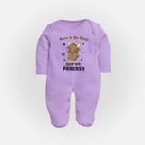 Born To Be Cozy Taurus Sleepsuit / Full Sleeve Bodysuit | Personalized Sleepsuit / Full Sleeve Bodysuit for Your Cozy Taurus Baby - LILAC - New Born (Chest 7.5")