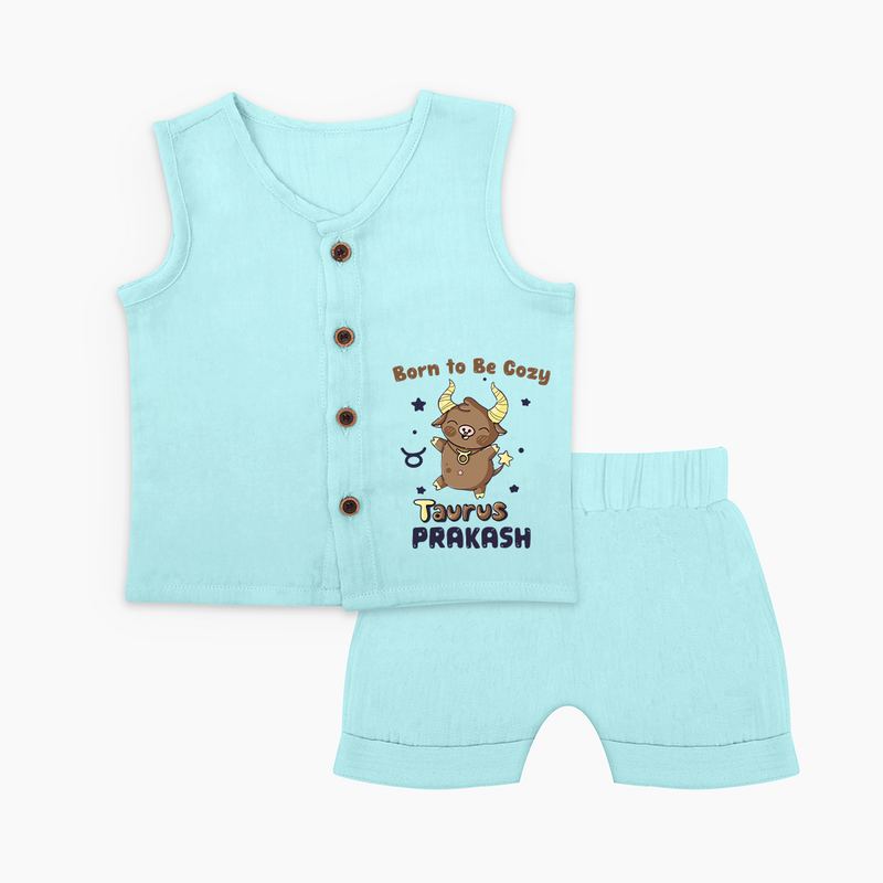 Born To Be Cozy Taurus Jabla Set | Personalized Jabla Set for Your Cozy Taurus Baby - BABY BLUE - 0 - 3 Months Old (Chest 9.8")
