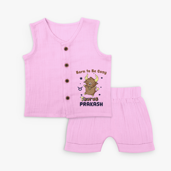 Born To Be Cozy Taurus Jabla Set | Personalized Jabla Set for Your Cozy Taurus Baby - BABY PINK - 0 - 3 Months Old (Chest 9.8")
