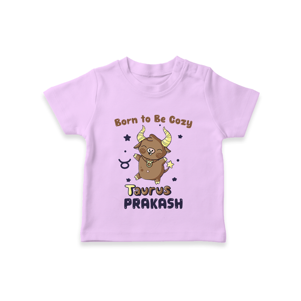 Born To Be Cozy Taurus T-Shirt | Personalized T-Shirt for Your Cozy Taurus Baby - LILAC - 0-5 Months Old (Chest 17")