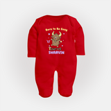 Born To Be Cozy Taurus Sleepsuit / Full Sleeve Bodysuit | Personalized Sleepsuit / Full Sleeve Bodysuit for Your Cozy Taurus Baby - RED - New Born (Chest 7.5")