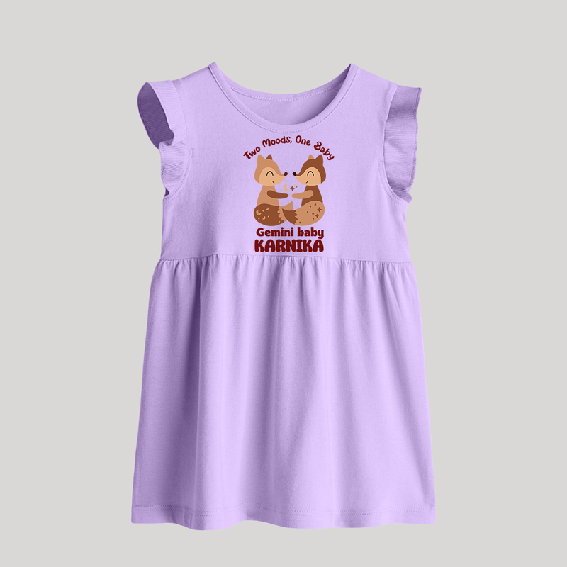Two Moods, One Baby Gemini Baby Frock | Custom Gemini Baby Frock for Your Little Dual Personality - LILAC - 0 - 3 Months Old (Chest 17")