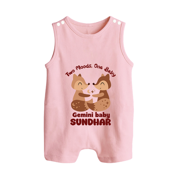 Two Moods, One Baby Gemini Romper Suit / Sleeveless Romper | Custom Gemini Baby Romper Suit / Sleeveless Romper for Your Little Dual Personality - BABY PINK - 0 - 5 Months Old (Chest 18")