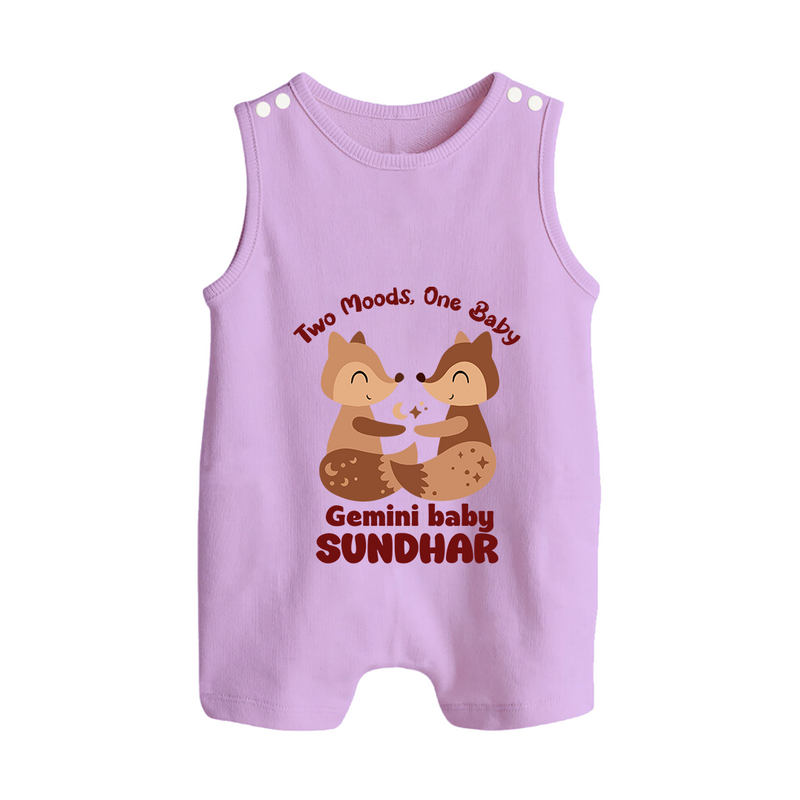 Two Moods, One Baby Gemini Romper Suit / Sleeveless Romper | Custom Gemini Baby Romper Suit / Sleeveless Romper for Your Little Dual Personality - LILAC - 0 - 5 Months Old (Chest 18")