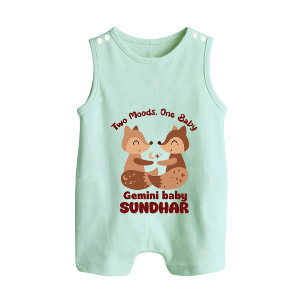 Two Moods, One Baby Gemini Romper Suit / Sleeveless Romper | Custom Gemini Baby Romper Suit / Sleeveless Romper for Your Little Dual Personality - MINT GREEN - 0 - 5 Months Old (Chest 18")