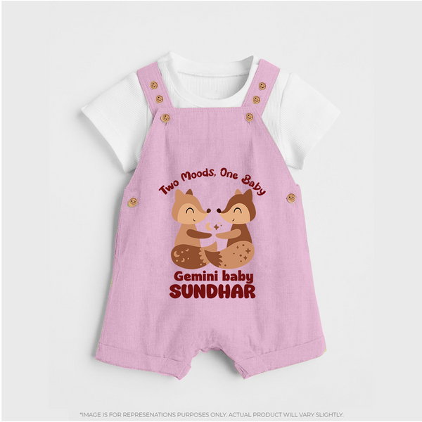 Two Moods, One Baby Gemini Dungaree Set | Custom Gemini Baby Dungaree Set for Your Little Dual Personality - BABY PINK - 0 - 5 Months Old (Chest 18")