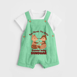 Two Moods, One Baby Gemini Dungaree Set | Custom Gemini Baby Dungaree Set for Your Little Dual Personality - GREEN - 0 - 5 Months Old (Chest 18")
