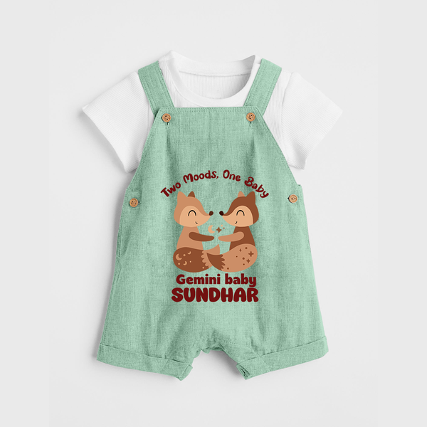 Two Moods, One Baby Gemini Dungaree Set | Custom Gemini Baby Dungaree Set for Your Little Dual Personality - MINT GREEN - 0 - 5 Months Old (Chest 18")