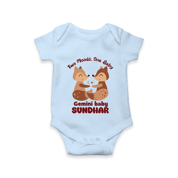 Two Moods, One Baby Gemini Romper / Onesie | Custom Gemini Baby Romper / Onesie for Your Little Dual Personality - BABY BLUE - New Born (Chest 14")