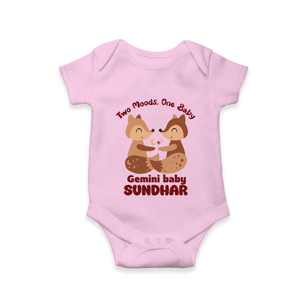 Two Moods, One Baby Gemini Romper / Onesie | Custom Gemini Baby Romper / Onesie for Your Little Dual Personality - BABY PINK - New Born (Chest 14")