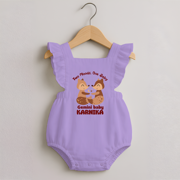 Two Moods, One Baby Gemini Romper Frock | Custom Gemini Baby Romper Frock for Your Little Dual Personality - LILAC - 0 - 3 Months Old (Chest 19")