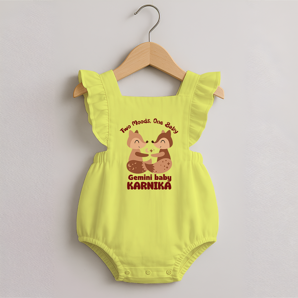 Two Moods, One Baby Gemini Romper Frock | Custom Gemini Baby Romper Frock for Your Little Dual Personality - PASTEL YELLOW - 0 - 3 Months Old (Chest 19")
