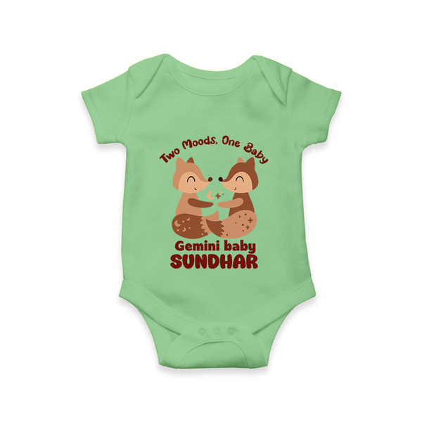 Two Moods, One Baby Gemini Romper / Onesie | Custom Gemini Baby Romper / Onesie for Your Little Dual Personality - GREEN - New Born (Chest 14")