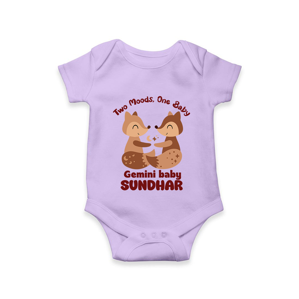 Two Moods, One Baby Gemini Romper / Onesie | Custom Gemini Baby Romper / Onesie for Your Little Dual Personality - LILAC - New Born (Chest 14")