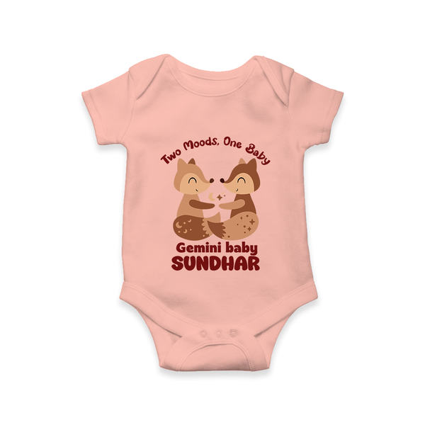 Two Moods, One Baby Gemini Romper / Onesie | Custom Gemini Baby Romper / Onesie for Your Little Dual Personality - PEACH - New Born (Chest 14")
