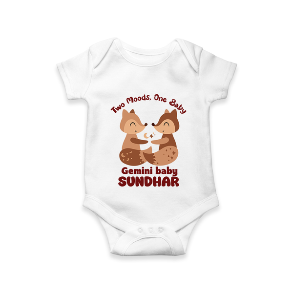 Two Moods, One Baby Gemini Romper / Onesie | Custom Gemini Baby Romper / Onesie for Your Little Dual Personality - WHITE - New Born (Chest 14")