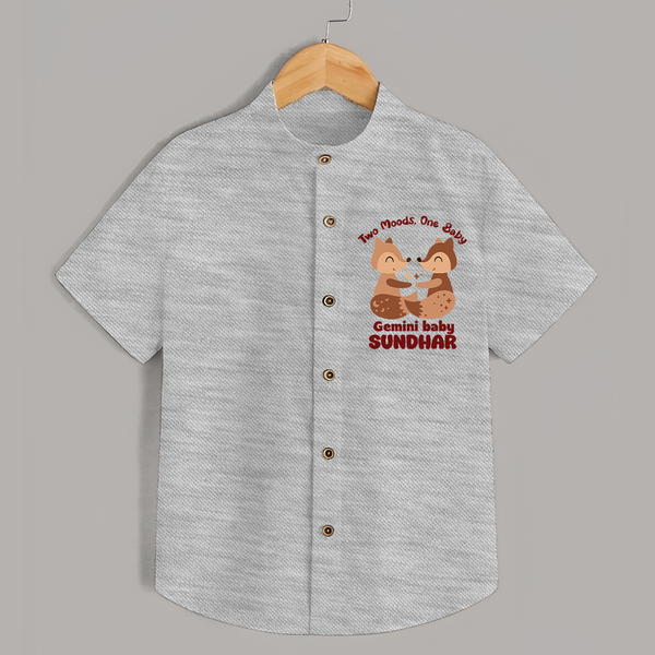 Two Moods, One Baby Gemini Shirt | Custom Gemini Baby Shirt for Your Little Dual Personality - GREY - 0 - 6 Months Old (Chest 23")