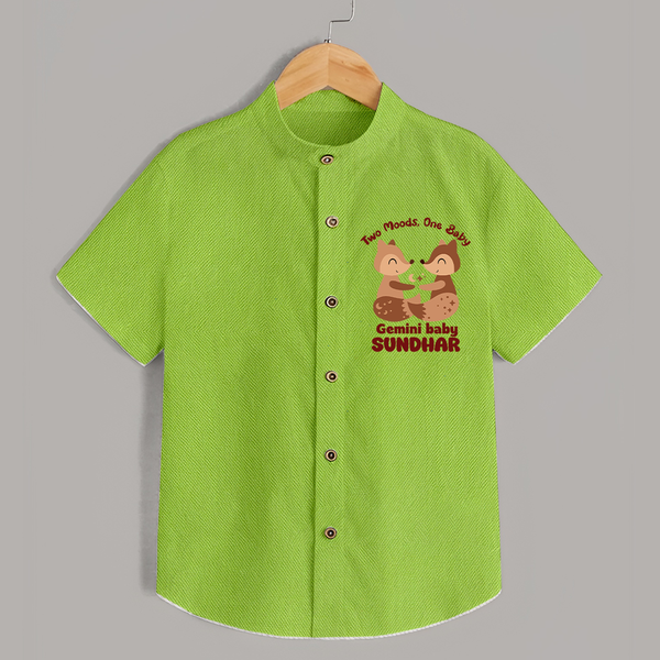 Two Moods, One Baby Gemini Shirt | Custom Gemini Baby Shirt for Your Little Dual Personality - LIME GREEN - 0 - 6 Months Old (Chest 23")