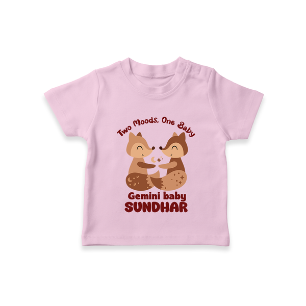 Two Moods, One Baby Gemini T-Shirt | Custom Gemini Baby T-Shirt for Your Little Dual Personality - BABY PINK - 0-5 Months Old (Chest 17")