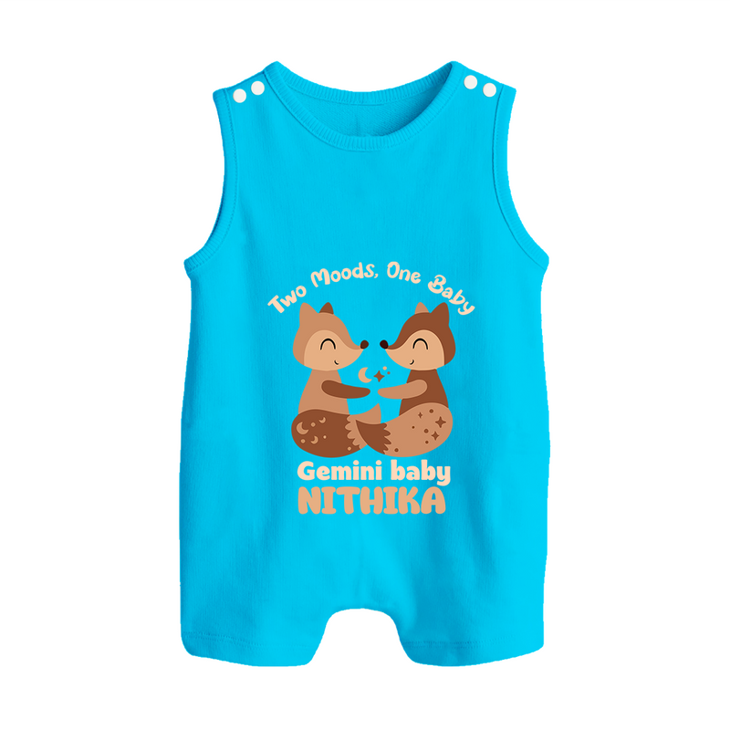 Two Moods, One Baby Gemini Romper Suit / Sleeveless Romper | Custom Gemini Baby Romper Suit / Sleeveless Romper for Your Little Dual Personality - SKY BLUE - 0 - 5 Months Old (Chest 18")