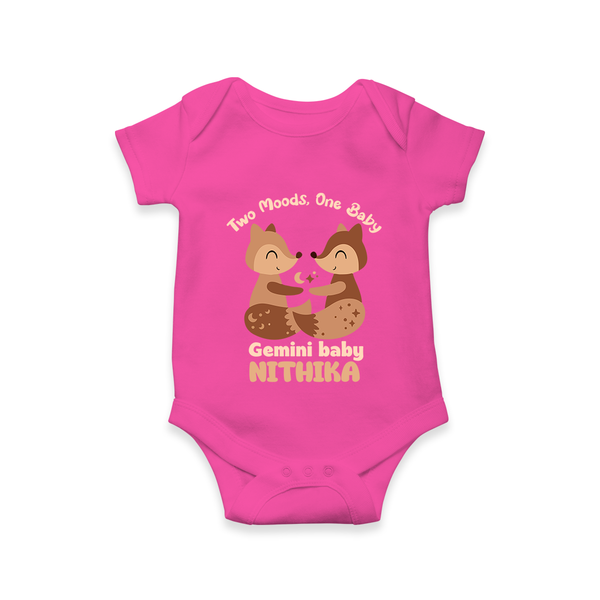 Two Moods, One Baby Gemini Romper / Onesie | Custom Gemini Baby Romper / Onesie for Your Little Dual Personality - HOT PINK - New Born (Chest 14")