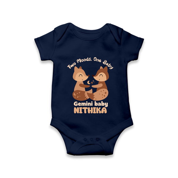 Two Moods, One Baby Gemini Romper / Onesie | Custom Gemini Baby Romper / Onesie for Your Little Dual Personality - NAVY BLUE - New Born (Chest 14")