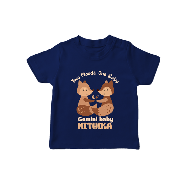 Two Moods, One Baby Gemini T-Shirt | Custom Gemini Baby T-Shirt for Your Little Dual Personality - NAVY BLUE - 0-5 Months Old (Chest 17")