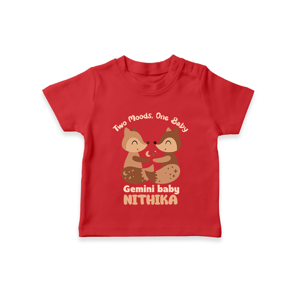 Two Moods, One Baby Gemini T-Shirt | Custom Gemini Baby T-Shirt for Your Little Dual Personality - RED - 0-5 Months Old (Chest 17")