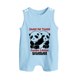 Double The Trouble Gemini Edition Romper Suit / Sleeveless Romper | Personalized Gemini Romper Suit / Sleeveless Romper for Your Little Trouble Maker - BABY BLUE - 0 - 5 Months Old (Chest 18")
